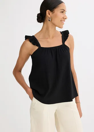 Top van jersey, Kleur: zwart