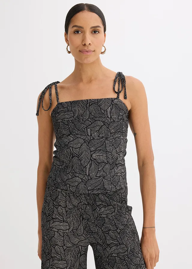 Top van jersey crêpe, Kleur: zwart/wit gedessineerd