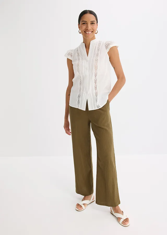 Chemisier 100% coton, Couleur: blanc cassé