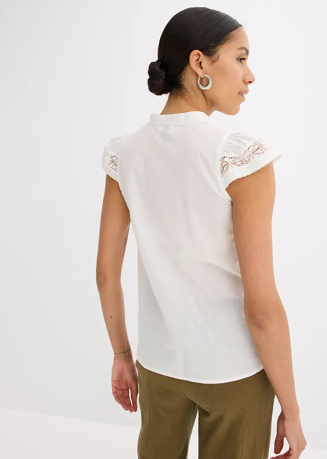 Chemisier 100% coton, Couleur: blanc cassé