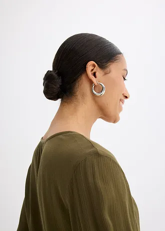 Blouse met borduursel • donkerolijfgroen-beige • bonprix online shop