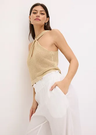 Pletený top se třpytem • metalická zlatá • bonprix obchod