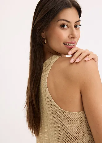 Pletený top se třpytem • metalická zlatá • bonprix obchod