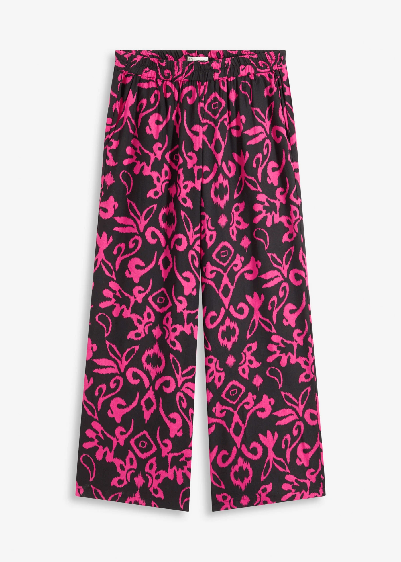 Gedessineerde Marlene Dietrich broek van soepele viscose • zwart/pink • bonprix online shop