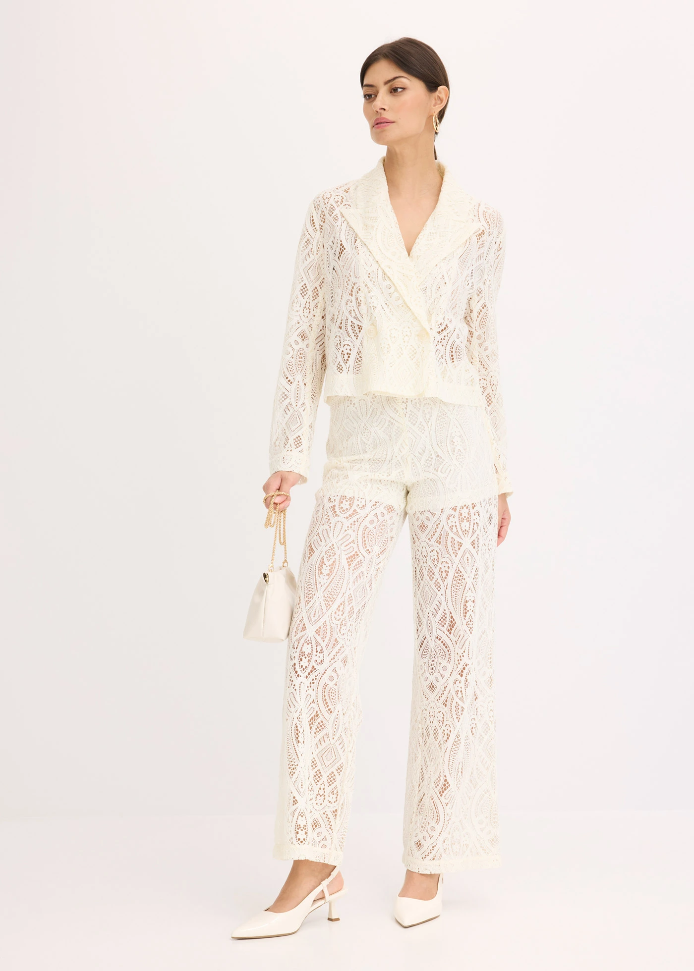 Kalhoty z krajky • krémová • bonprix obchod