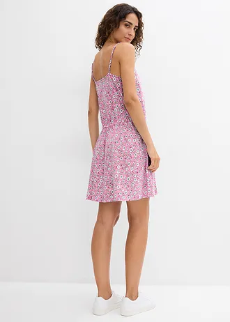 Žerzejové šaty z čisté bavlny, barva: růžová s květy