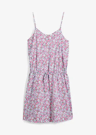 Žerzejové šaty z čisté bavlny, barva: růžová s květy