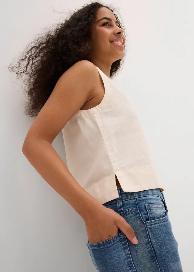 Blouse sans manches en lin mélangé rafraîchissant • beige naturel • product-page.page-title-suffix