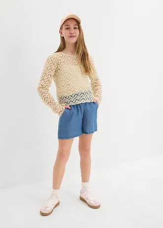 Szorty z gumką w talii z czystej bawełny, kolor: niebieski denim