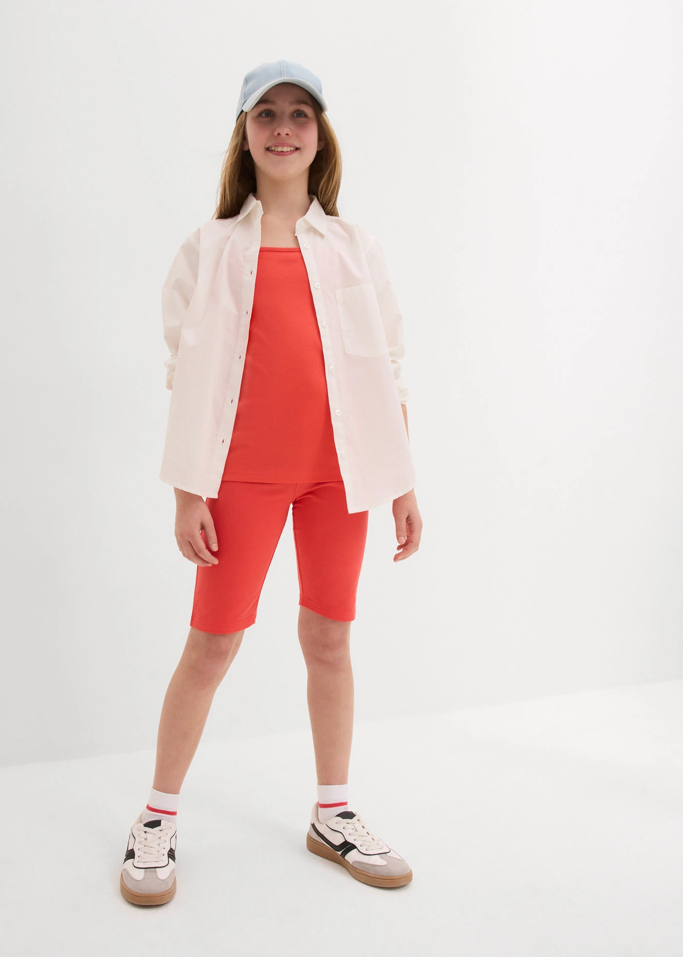 Top se špagetovými ramínky, s organickou bavlnou (3 ks v balení) • humrová + bílá + světle šedý melír • bonprix obchod