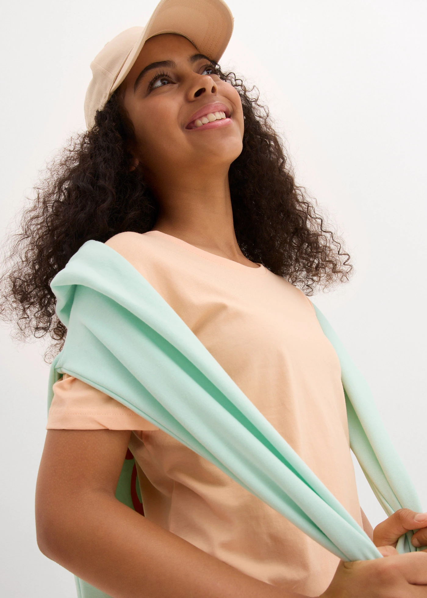 T-shirt van puur biologisch katoen (set van 3) • donkerblauw+melba+wit • bonprix online shop