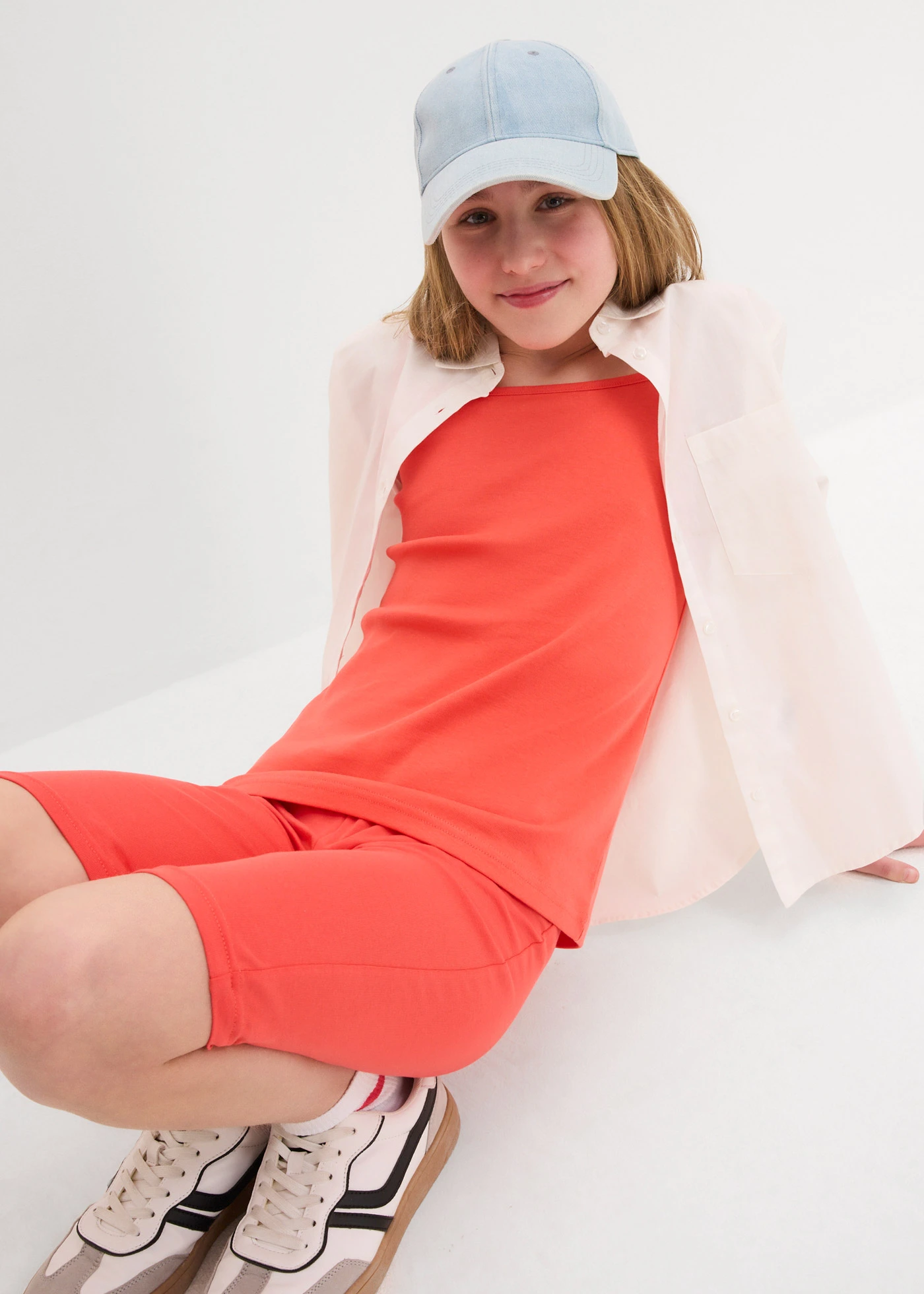 Top se špagetovými ramínky, s organickou bavlnou (3 ks v balení) • humrová + bílá + světle šedý melír • bonprix obchod