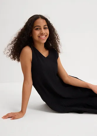 Šaty na ramínka z měkkého mušelínu • černá • bonprix obchod