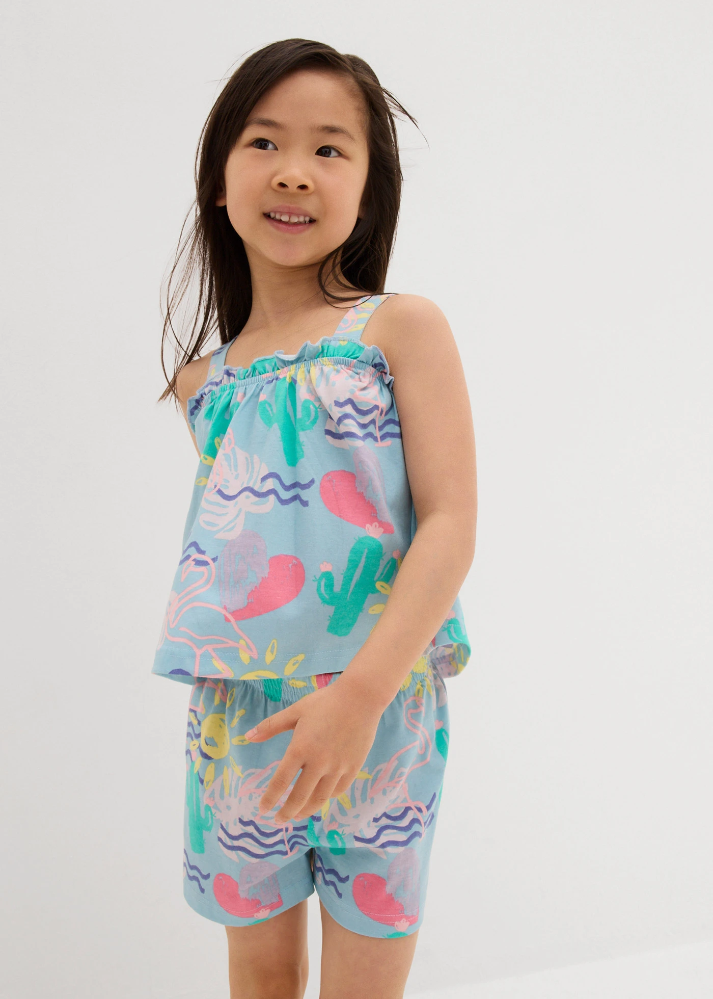 Top et short 100% coton (ens. 2 pces) • bleu clair imprimé • Boutique bonprix