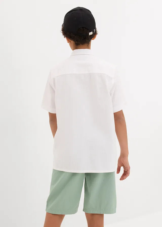 Chemise manches courtes en lin mélangé léger • blanc • product-page.page-title-suffix