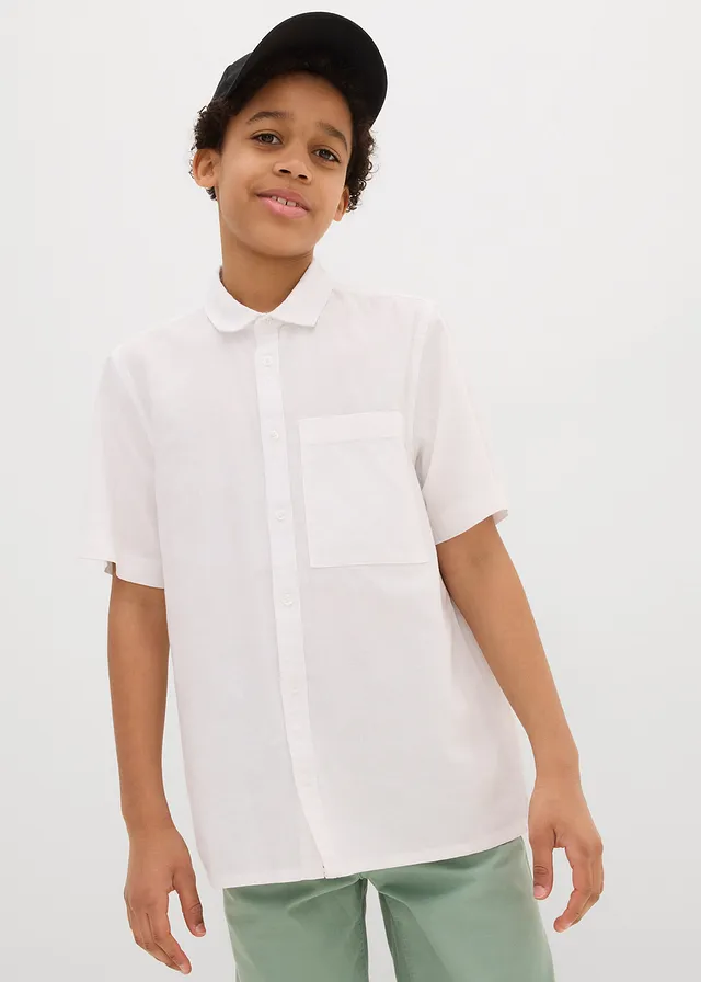 Chemise manches courtes en lin mélangé léger • blanc • product-page.page-title-suffix