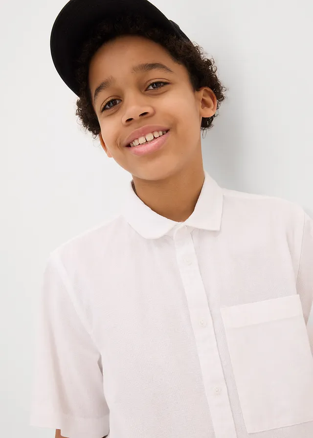 Chemise manches courtes en lin mélangé léger • blanc • product-page.page-title-suffix