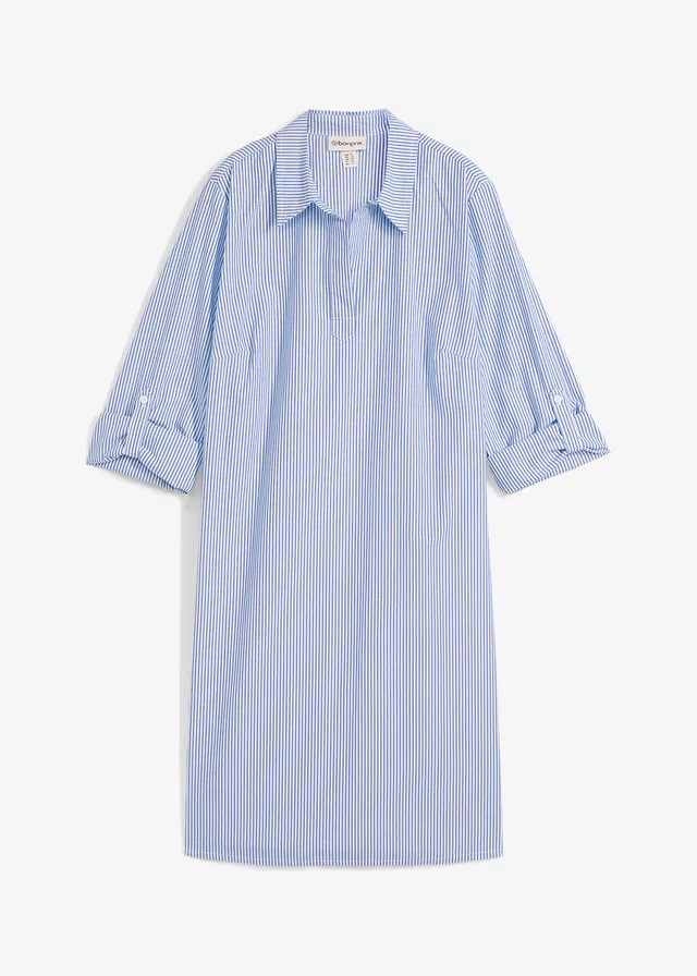 Overhemdjurk van puur katoen • wit - parelblauw gestreept • bonprix online shop