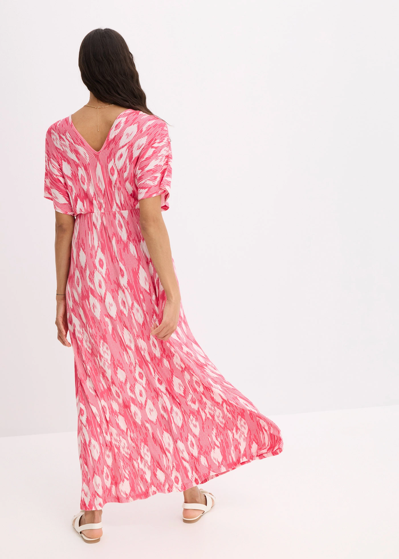 Dlouhé šaty z měkké viskózové směsi • pink + bílá s potiskem • bonprix obchod