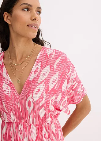 Dlouhé šaty z měkké viskózové směsi • pink + bílá s potiskem • bonprix obchod