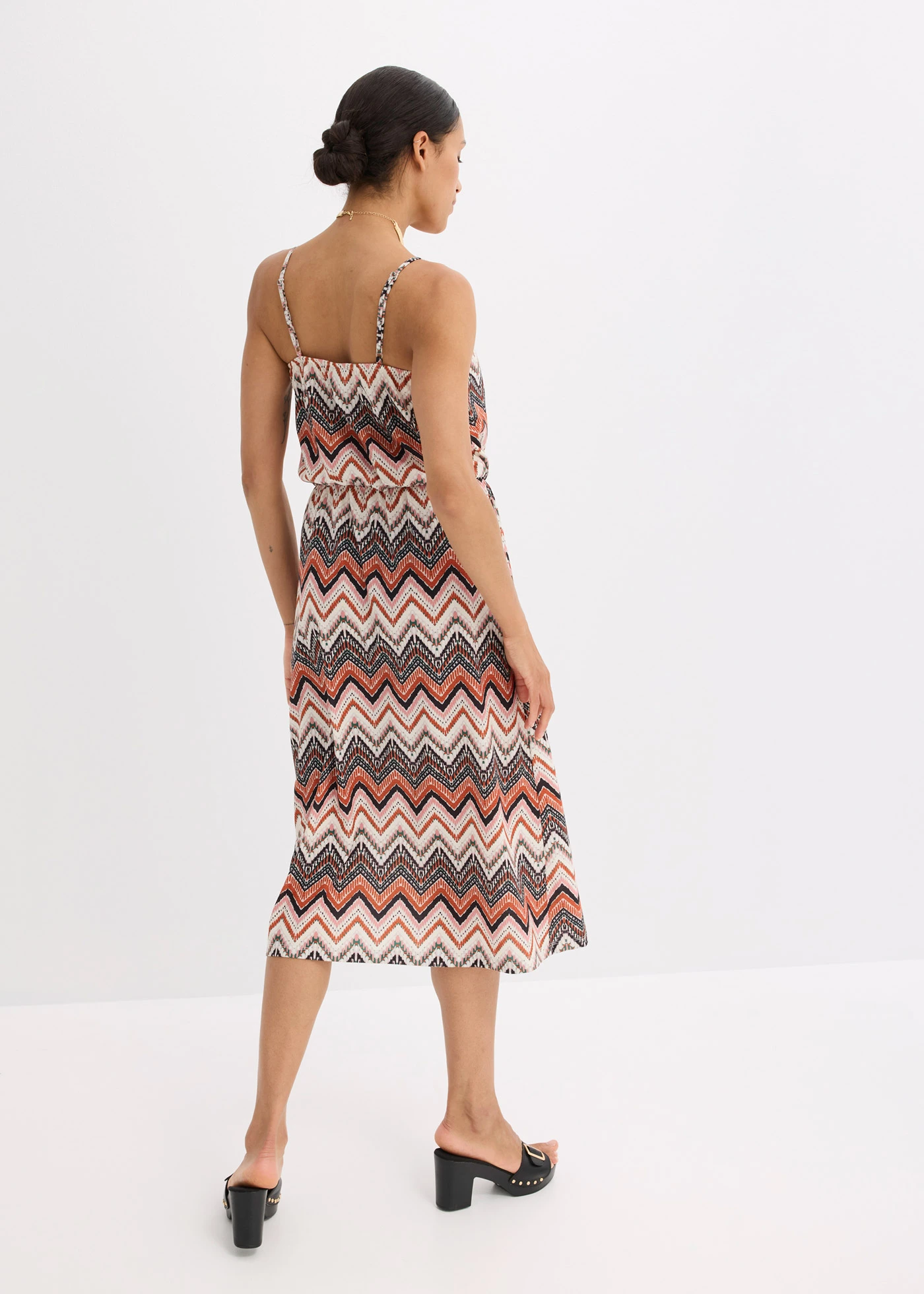 Potištěné šaty na ramínka • přírodní bílo-hnědá s potiskem • bonprix obchod