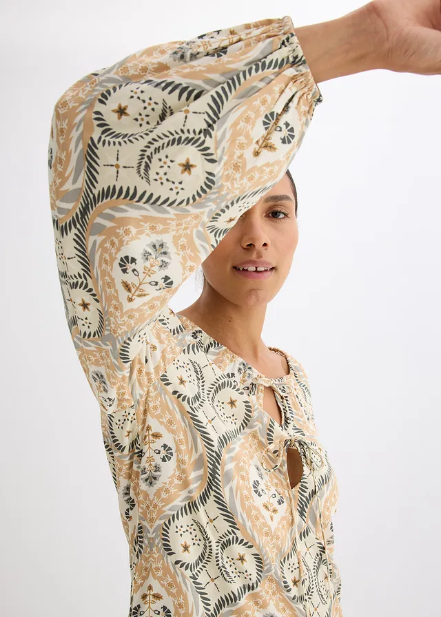 Robe caftan imprimée en viscose fluide • sable imprimé • product-page.page-title-suffix