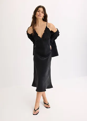 Maxi jurk van soepel satijn • zwart • bonprix online shop