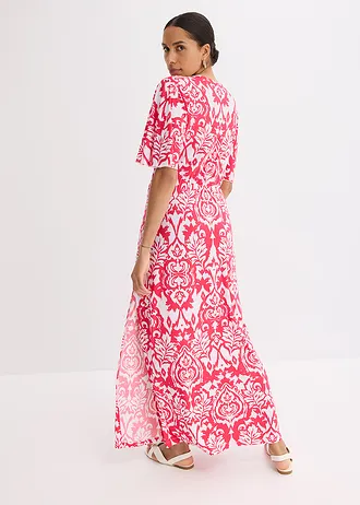 Jersey jurk, Kleur: pink-wit gedessineerd