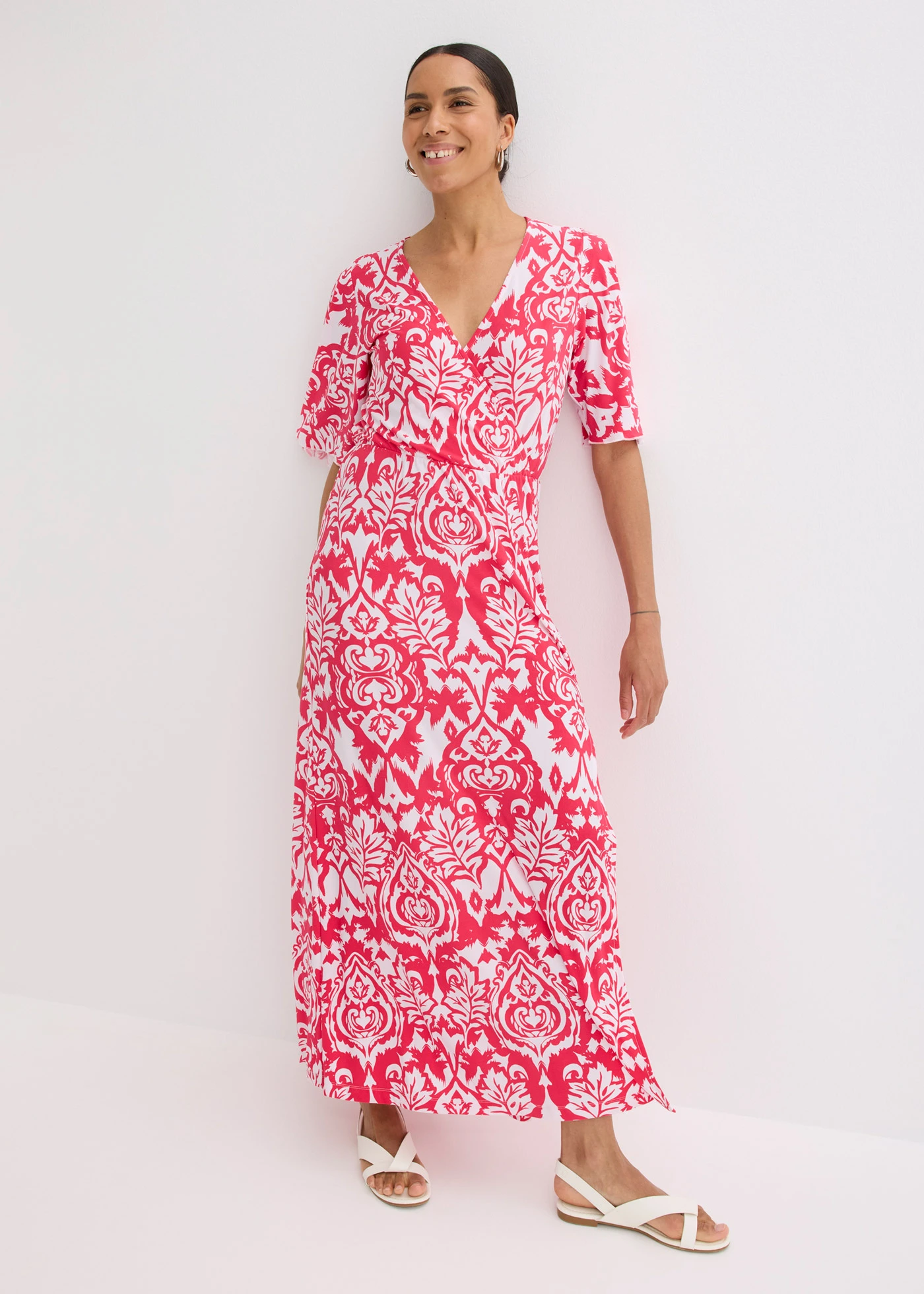 Žerzejové šaty • pink + bílá • bonprix obchod