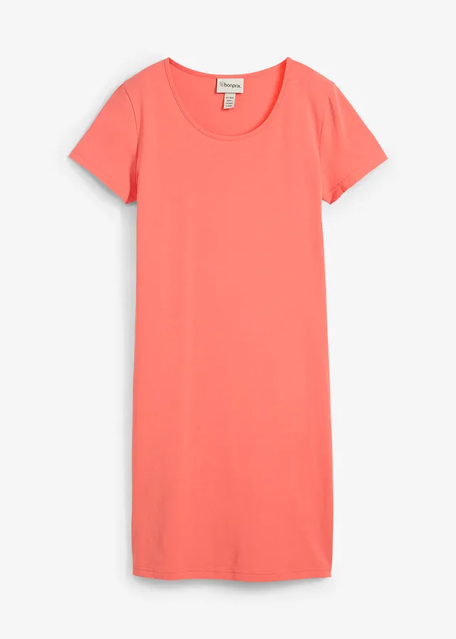 Jersey jurk met biologisch katoen en stretch, Kleur: lichtzalm