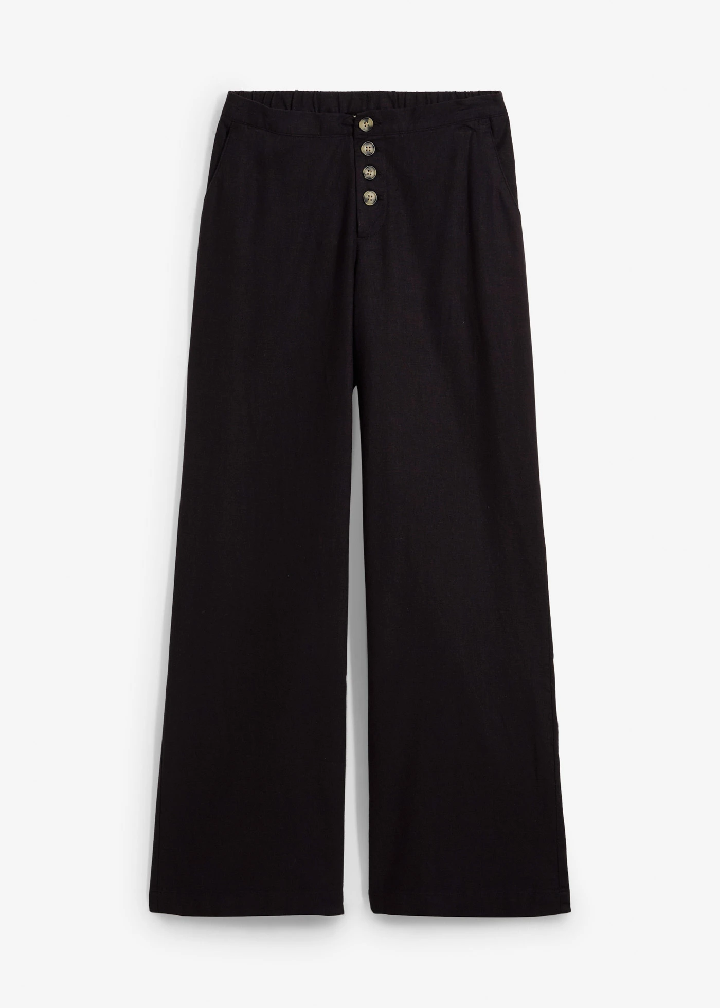 Pantalon palazzo en lin mélangé, long • noir • Boutique bonprix