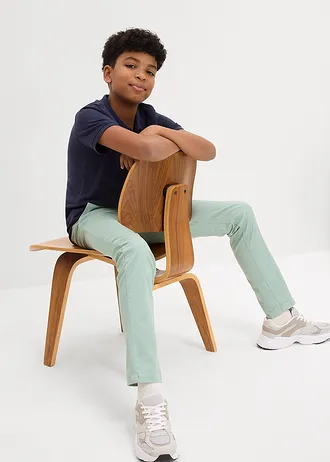 Pantalon chino droit à taille ajustable, slim • vert pastel • Boutique bonprix