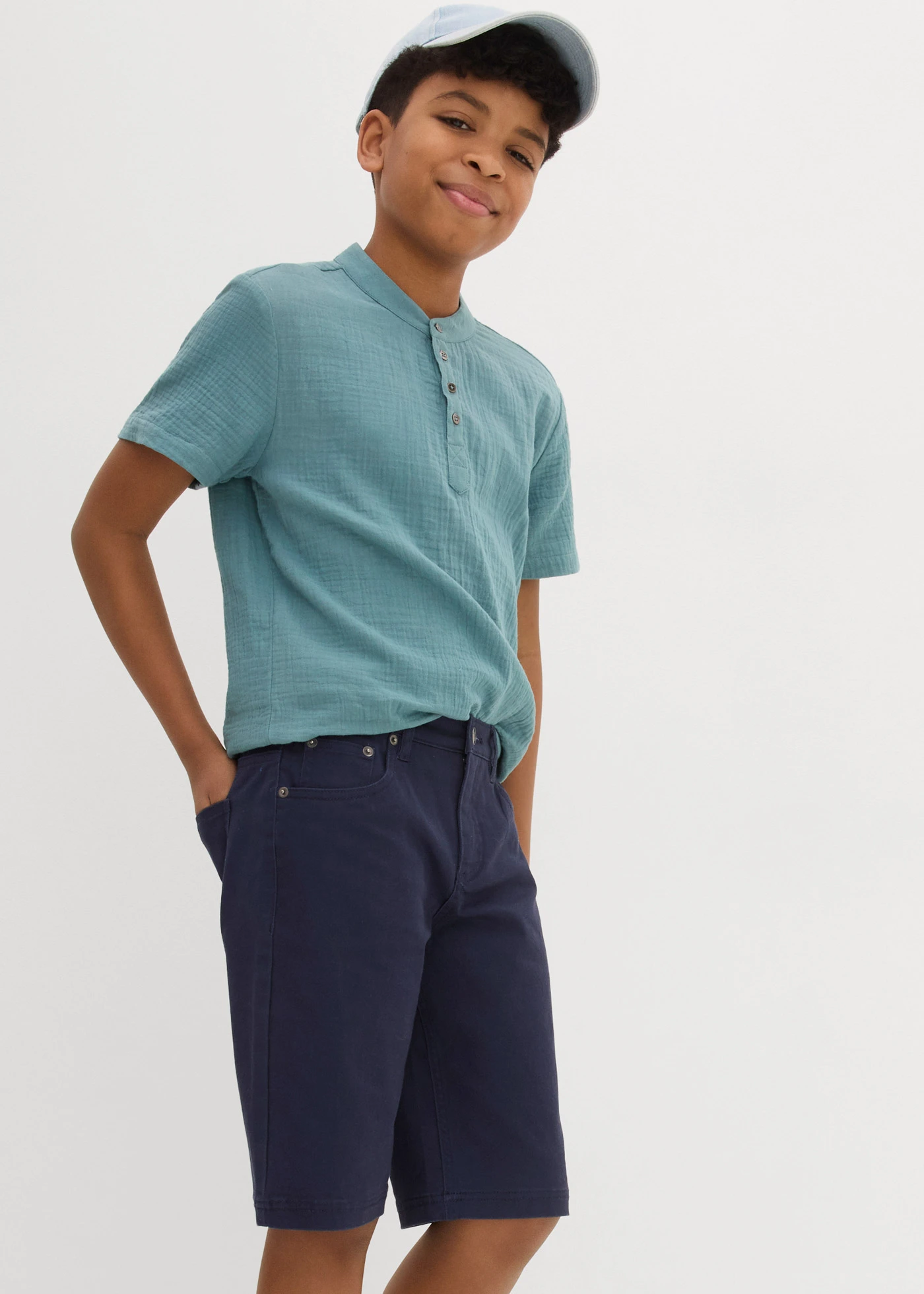 Stretch bermuda met verstelbare band, regular fit • donkerblauw • bonprix online shop