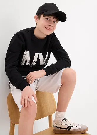 Jersey bermuda van biologisch katoen (set van 2) • zwart+zwart-wit met print • bonprix online shop