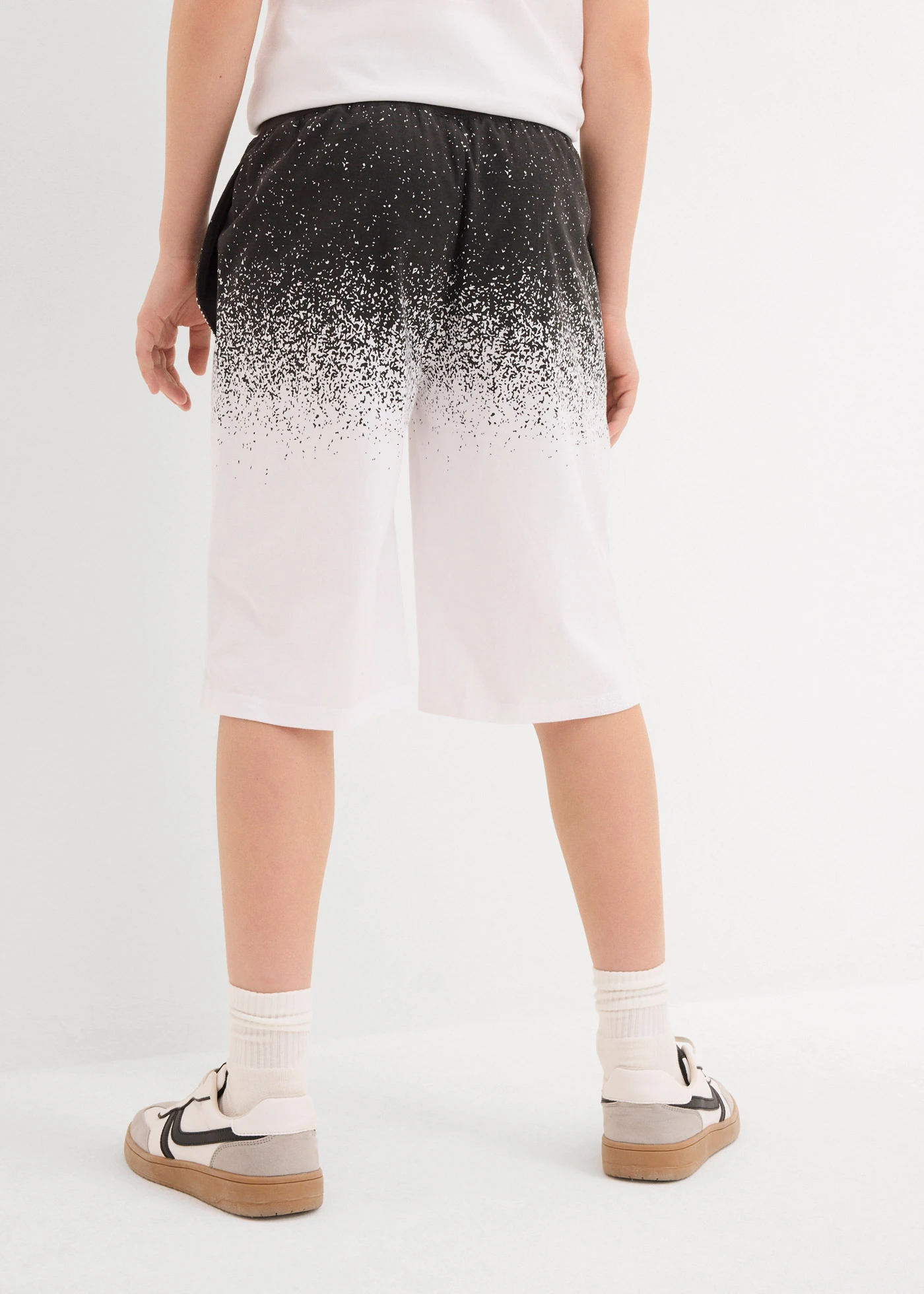 Jersey bermuda van biologisch katoen (set van 2) • zwart+zwart-wit met print • bonprix online shop