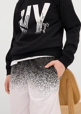 Jersey bermuda van biologisch katoen (set van 2) • zwart+zwart-wit met print • bonprix online shop