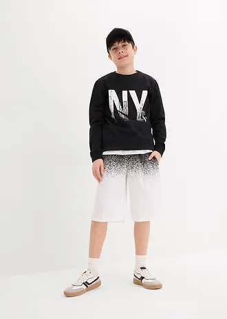 Jersey bermuda van biologisch katoen (set van 2) • zwart+zwart-wit met print • bonprix online shop