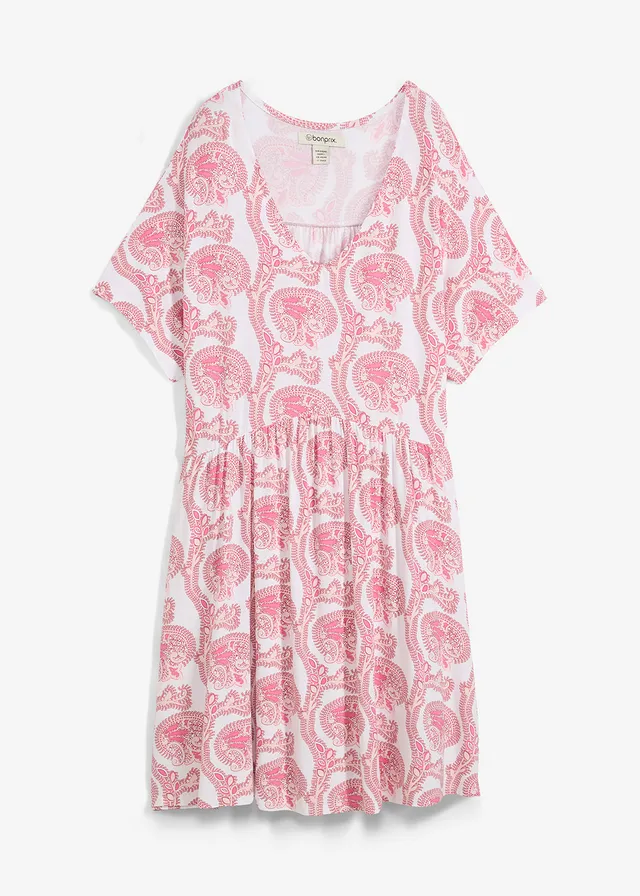 Shirtjurk in een soepele viscose-eleastanmix • wit/flamingopink • bonprix online shop