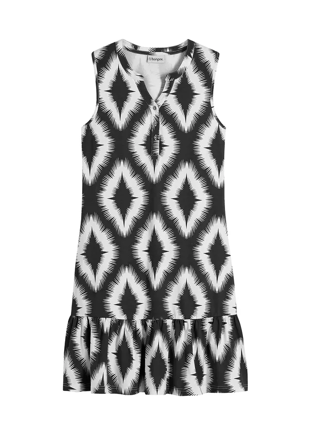 Robe douce en jersey coton, Couleur: noir graphique