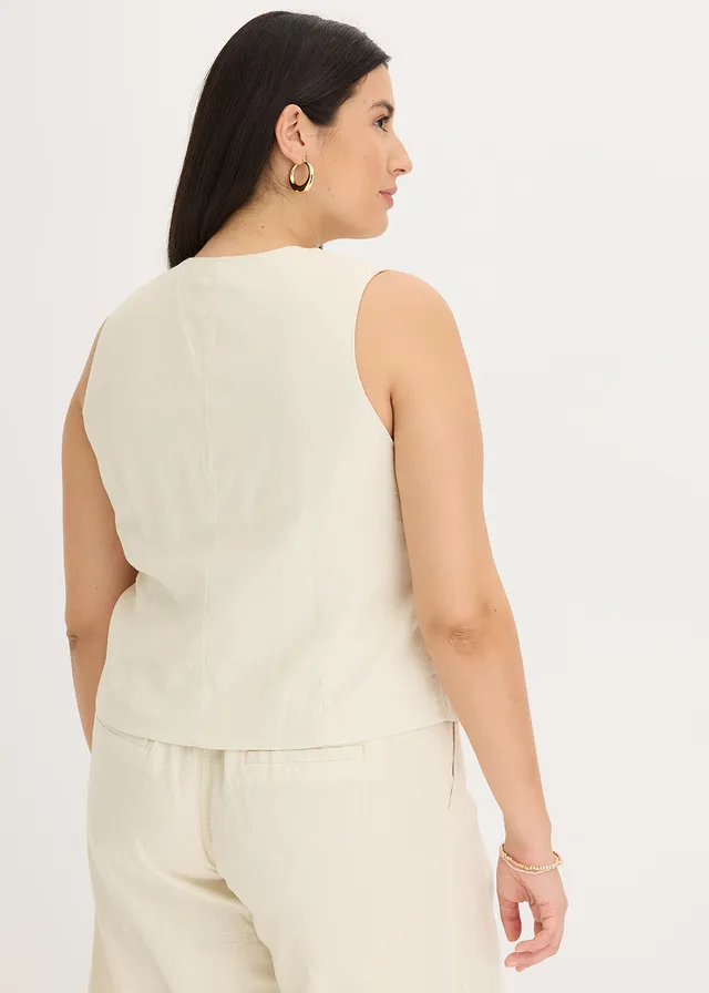 Gilet sans manches à nouettes, Couleur: naturel