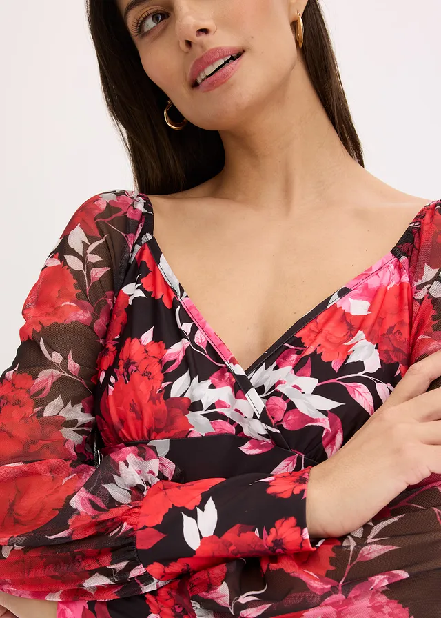 Top manches longues, cropped • noir à fleurs • product-page.page-title-suffix