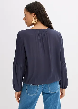 Blouse met borduursel • nachtblauw-beige • bonprix online shop