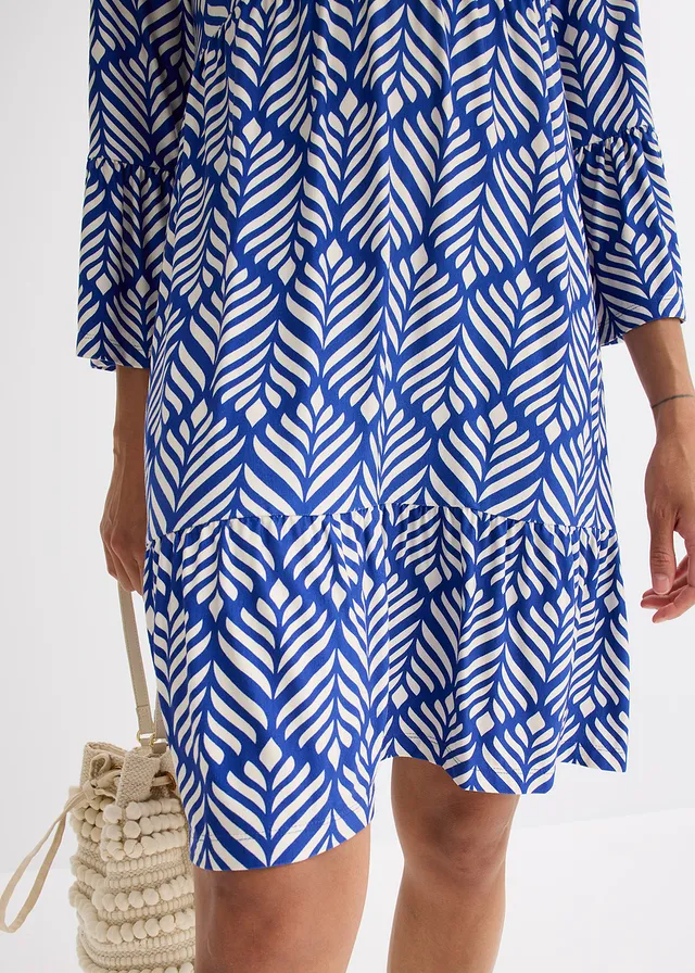 Robe-tunique en doux jersey de viscose • bleu/blanc imprimé graphique • product-page.page-title-suffix