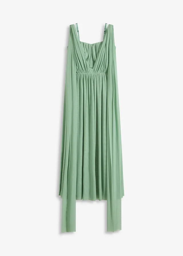 Robe longue en mesh, avec plusieurs façons de la porter, Couleur: vert pastel