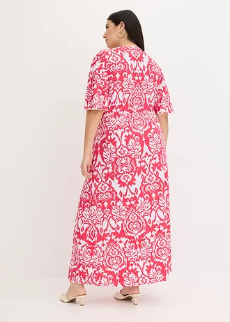 Jersey jurk, Kleur: pink-wit gedessineerd