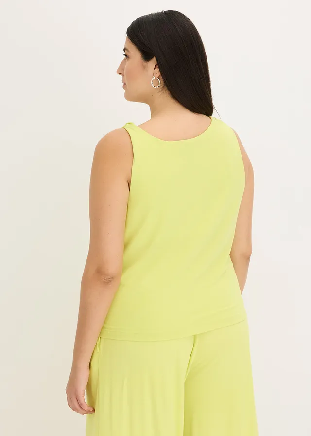 Top à détail torsadé, Couleur: jaune citron