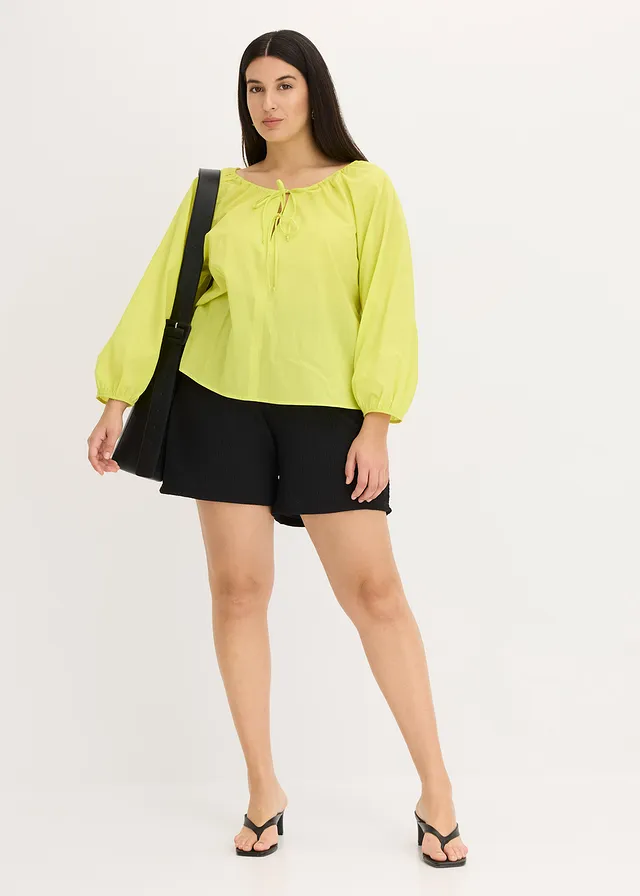 Blouse van biologisch katoen, Kleur: citrusgeel