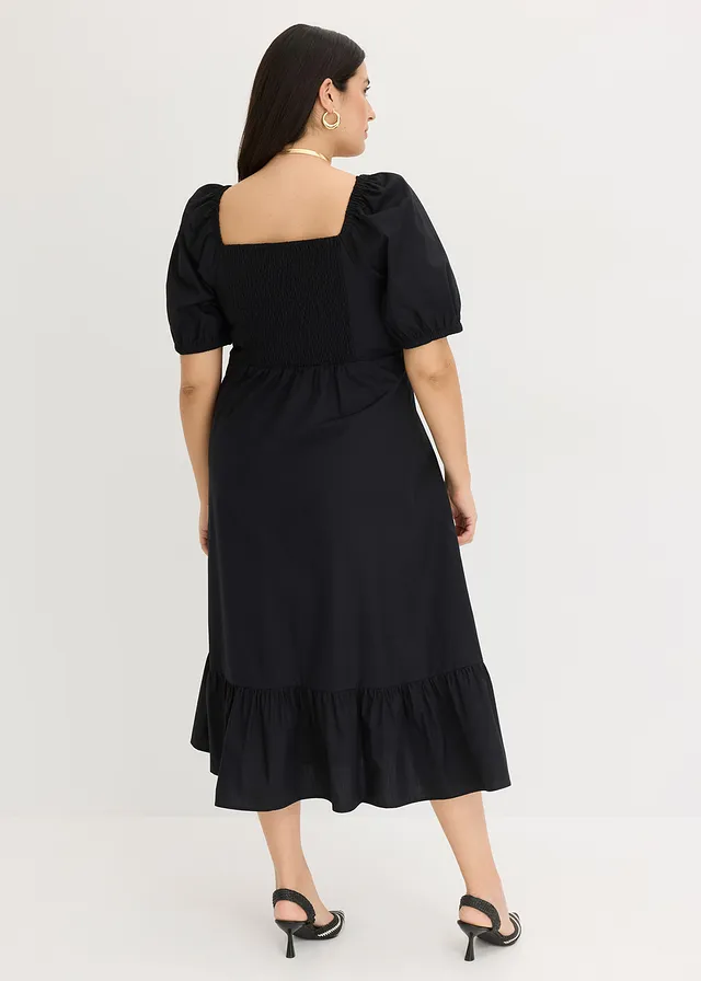 Robe midi 100% coton, Couleur: noir