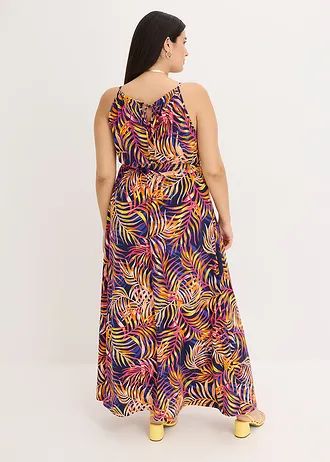 Gedessineerde jersey jurk, Kleur: blauw gebloemd