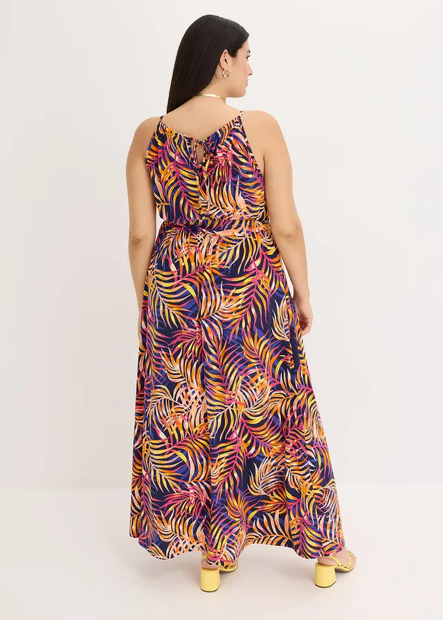 Gedessineerde jersey jurk, Kleur: blauw gebloemd